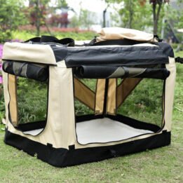 Large Foldable Travel Pet Carrier Bag with Pockets in Beige www.chinagmt.com