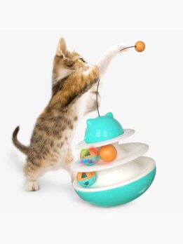 Tumbler Cat Toy with Teaser Rod & Mint Ball - Interactive Puzzle Toy for Indoor Cats