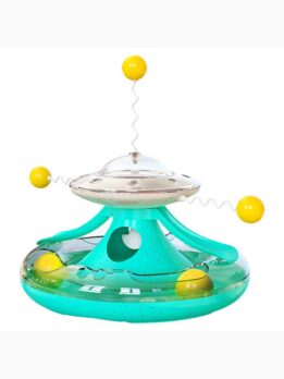 Multi-Functional Cat Play Toy with Treat Dispenser & Rotating Track