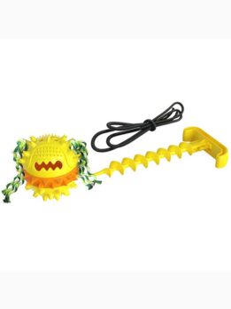Multifunctional Dog Tug Ball with Snack Dispenser, Squeaky & Bungee Rope